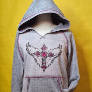 Gray and Pink Cowgirl Hardware Large Women's Hoodie
